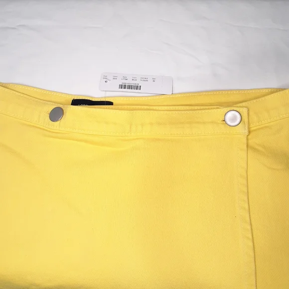 J Crew Yellow Garment-dyed Japanese Denim Wrap Mini Skirt Size 32 - Picture 7 of 8